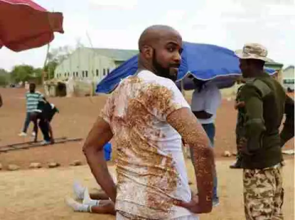 Banky W Looks Dirty On Set Of A New Movie As A Corper (Photos)